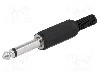 Conector jack, Jack 6,3mm, 2 contacte, tata, {{Producator}} -
