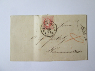 Rara! Scrisoare timbru 5 Kreuzer 1867 tip I circulata Klagenfurt-Sibiu 1867 foto