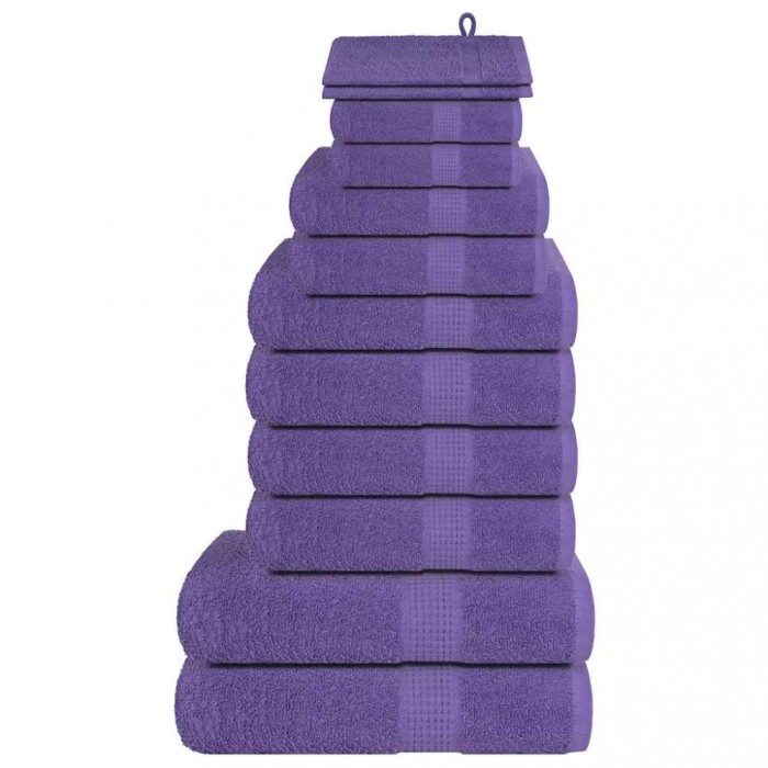 Set prosoape 12 piese violet 360 g/m&sup2; 100% bumbac