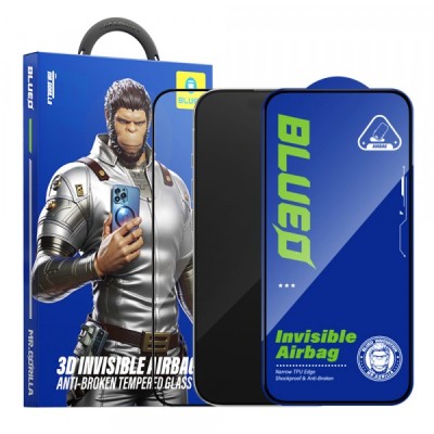 Folie de protectie Ecran Blueo Anti-Broken pentru Apple iPhone 16 Plus / 15 Plus / 14 Pro Max, Sticla Securizata, Full Glue, Neagra foto