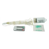 Instalatie craciun, flippy, 200 led-uri, telecomanda 8 functii, incarcare solara, explozie fireworks, fir cupru, interior/exterior, alb cald