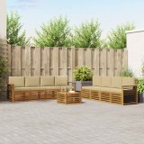 vidaXL Seturi de canapele 9 pcs Natural și Bej Lemn Solid de Acacia 3374583