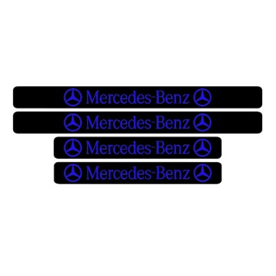 Set 4 protectii praguri auto, autoadezive Mercedes Benz, Albastru foto