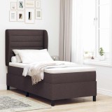 VidaXL Pat cu arcuri cu saltea Maro &icirc;nchis 80 x 200 cm țesătură