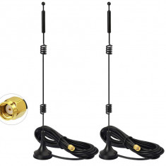 Set 2 Antene Wifi omnidirectionale Bingfu RP-SMA WLAN Dual Band 2.4 5 5.8GHz 9dBi - RESIGILAT