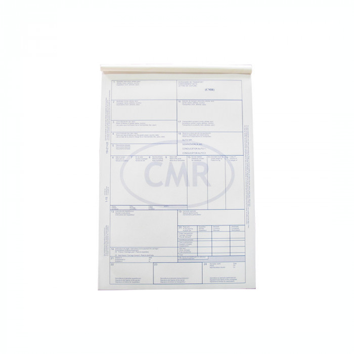 Scrisoare de transport CMR international, format A4, orientare portret, 125 file