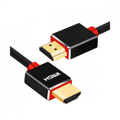 Cablu HDMI tata - tata la 1m, Envisage, contacte AUR 24K, pentru 4K Ultra HD si Full HD 30 / 60 fps, husa Nylon exterior, negru foto