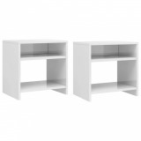 VidaXL Noptiere, 2 buc., alb extralucios, 40x30x40 cm, lemn prelucrat