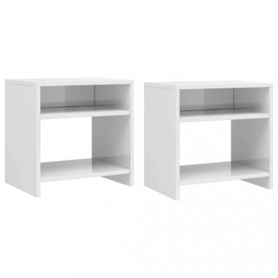vidaXL Noptiere, 2 buc., alb extralucios, 40x30x40 cm, lemn prelucrat 800022 foto