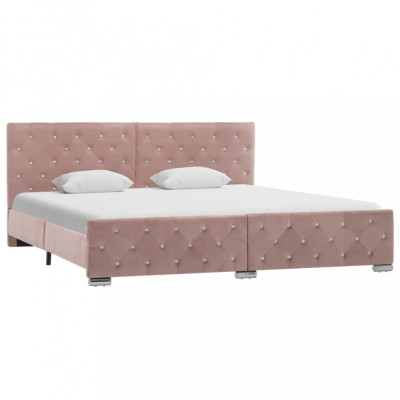 Cadru de pat, roz, 180 x 200 cm, catifea foto