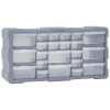 vidaXL Organizator Scule 22 Sertare Gri 49x16x25.5cm Cutie Depozitare Suruburi Cuie Accesorii Montaj Perete