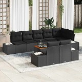 vidaXL Set de canapele pentru grădină cu pernă 9 pcs Negru Rattan poli 3347975