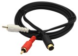 Cablu divizor Y S-Video 4-Pin la 2xRCA cu placare aurie, prelungitor adaptor de 1,5 m - 1,5 m