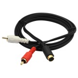 Cablu divizor Y S-Video 4-Pin la 2xRCA cu placare aurie, prelungitor adaptor de 1,5 m - 1,5 m