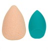 Bureti machiaj si Curatare, in Forma de Picatura, Bleu, Nude, in Husa, 2 bucati, Oem