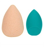 Bureti machiaj si Curatare, in Forma de Picatura, Bleu, Nude, in Husa, 2 bucati, Oem