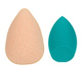 Bureti machiaj si Curatare, in Forma de Picatura, Bleu, Nude, in Husa, 2 bucati
