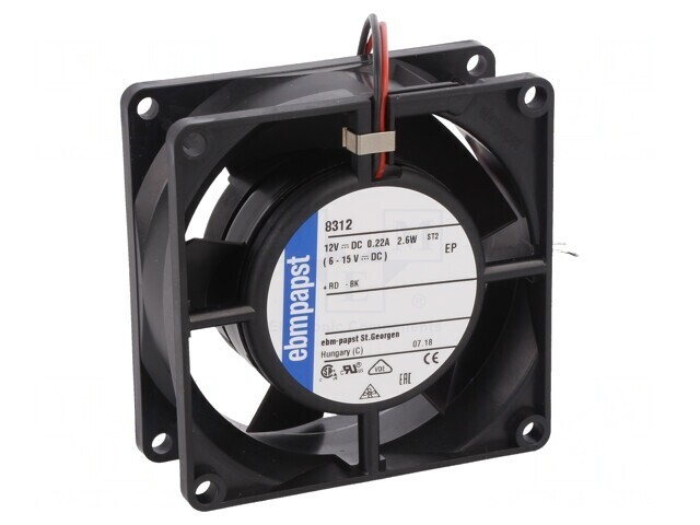 Ventilator axial 12V 80x80x32mm 54m3/h 36dBA cu rulment