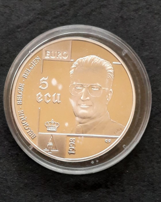 Moneda de argint - 5 ECU Albert II &quot;Human Rights&quot; 1998, Belgia - Proof - G 4209