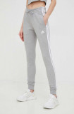 Adidas pantaloni de trening din bumbac femei, culoarea gri, cu imprimeu IC9922