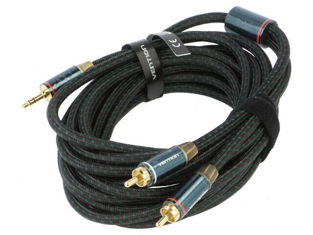 Cablu audio RCA 3,5mm 5m - negru aurit