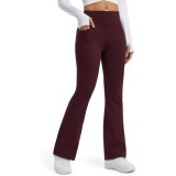 Leggings termice evazate pentru femei, pantaloni de drumeție impermeabili, pantaloni sport de iarnă pentru yoga cu tăietură bootcut și buzunare