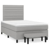 vidaXL Pat box spring cu saltea, gri deschis, 120x190 cm, textil 3270362