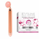 Kit masaj facial Pufo Beauty, aparat cu vibratii si piatra jade din quartz impotriva ridurilor, crema Eveline Retinol 3D