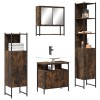 VidaXL Set mobilier de baie, 4 piese, stejar fumuriu, lemn prelucrat 3214707