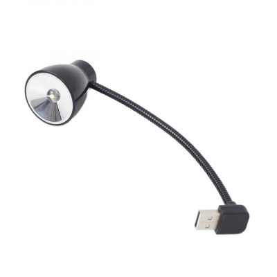 Lampa LED USB, Gembird NL-02, cu brat flexibil, buton de pornire si oprire, neagra foto