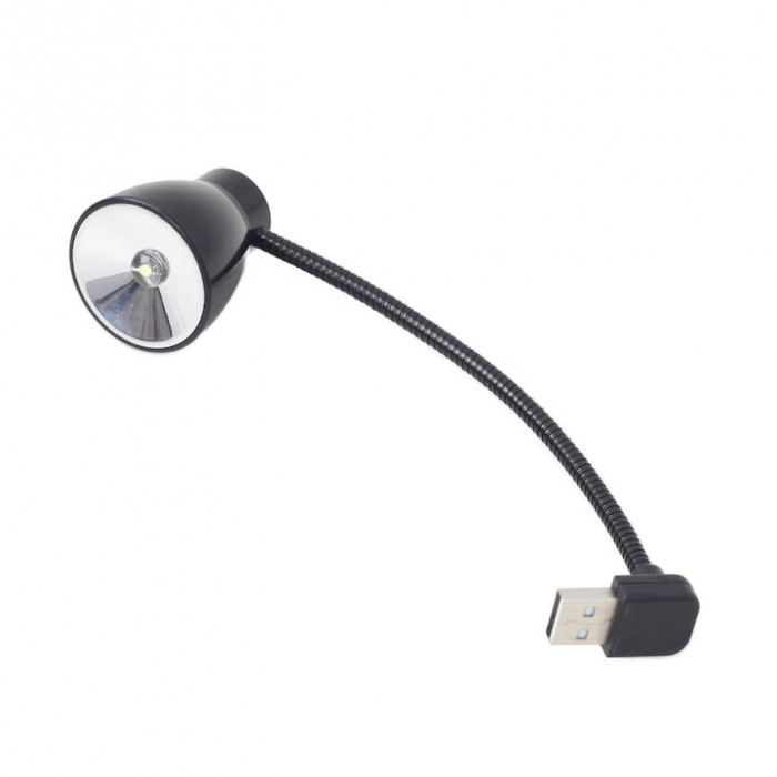 Lampa LED USB, Gembird NL-02, cu brat flexibil, buton de pornire si oprire, neagra