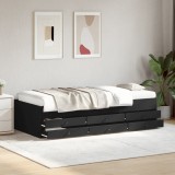 VidaXL Pat de zi cu sertare fără saltea, negru, 75x190 cm
