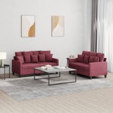 vidaXL Set canapea cu perne, 2 piese, roșu vin, material textil