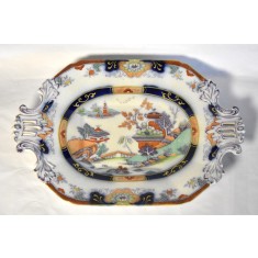 Platou din ceramica Anglia cu scene asiatice - perioada interbelica