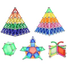 Set constructie magnetic 3d, 350 piese, multicolor, educativ, interactiv,