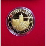 Medalie de Colec?ie &bdquo;Castelul Bran &ndash; Fort?rea?a Istoriei&rdquo; &ndash; 40mm, Aurie &icirc;n Capsul? de Acryl