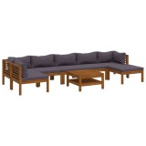 Cumpara ieftin Set mobilier gradina cu perne, 8 piese, lemn masiv acacia