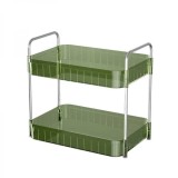 Organizator baie/bucatarie, cu 2 polite, din metal si plastic, dimensiuni 33 x 22 x 36 cm, verde transparent