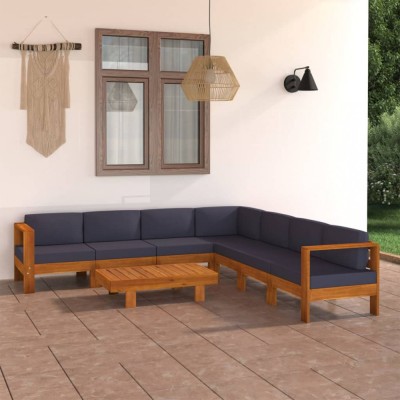 Gossi set mobilier gradina perne gri inchis, 8 piese, lemn acacia foto