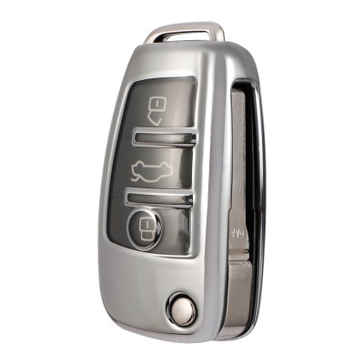 Husa Cheie Briceag Audi 3 Butoane SILVER TPU+PC AutoProtect KeyCars foto