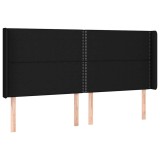 Cumpara ieftin Tablie de pat cu aripioare, negru, 203x16x118/128 cm, textil