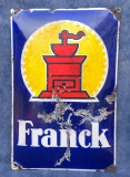 Reclama veche emailata cafea FRANCK anii 20