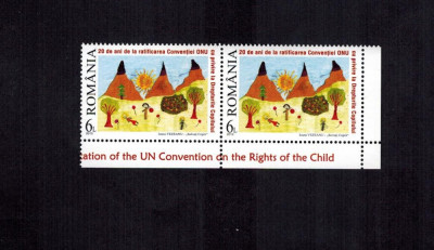 Romania 2010 Conventia ONU Drepturile Copilului 6 lei Pereche MNH LP 1879 foto
