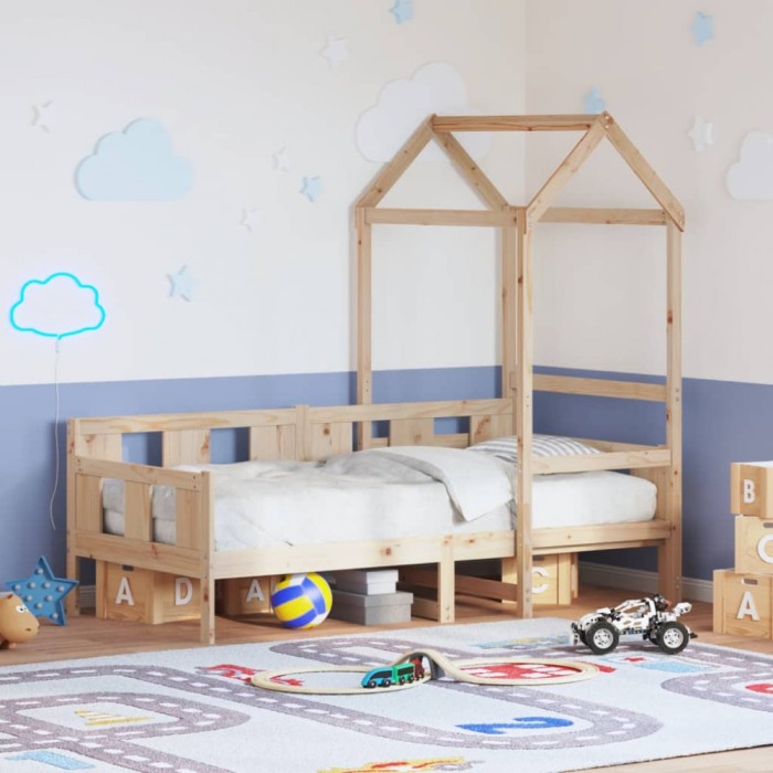 Gossi pat de zi cu acoperis, 80x200 cm, lemn masiv de pin