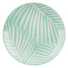 Farfurie pentru aperitiv,design frunze tropicale,verde,portelan,19 cm