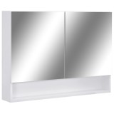 Dulap de baie cu oglinda si LED-uri, alb, 80x15x60 cm, MDF