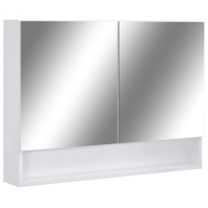 Dulap de baie cu oglinda si LED-uri, alb, 80x15x60 cm, MDF