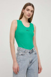 Karl Lagerfeld top din bumbac culoarea verde