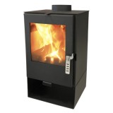 Șemineu pe lemne VERSO 2, 5 kW, din oțel, cu geam termorezistent, negru