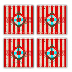 Set suporturi de pahare, Taylor, 366TYR1124, Piatra, 10 x 10 x 1 cm, 4 piese, Multicolor